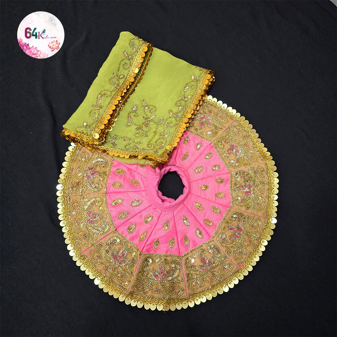 Hand Embroidery Pink-Golden Poshak
