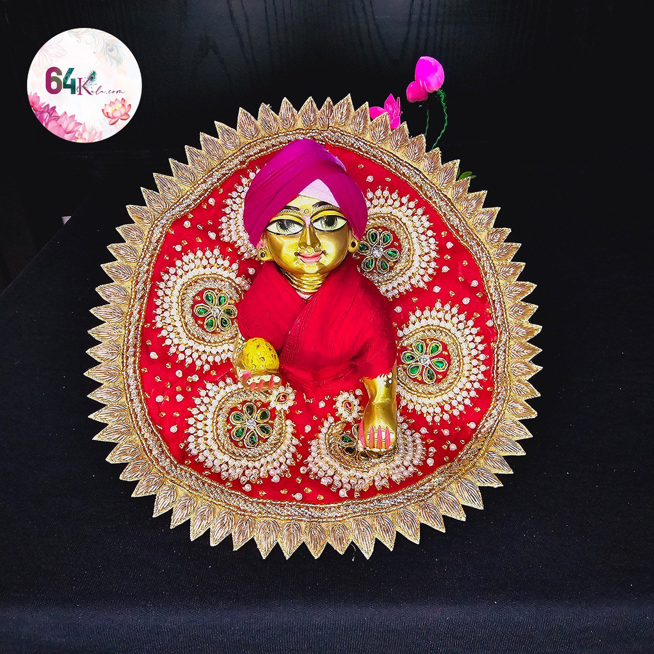 Divine Red Kundan Embroidery Poshak