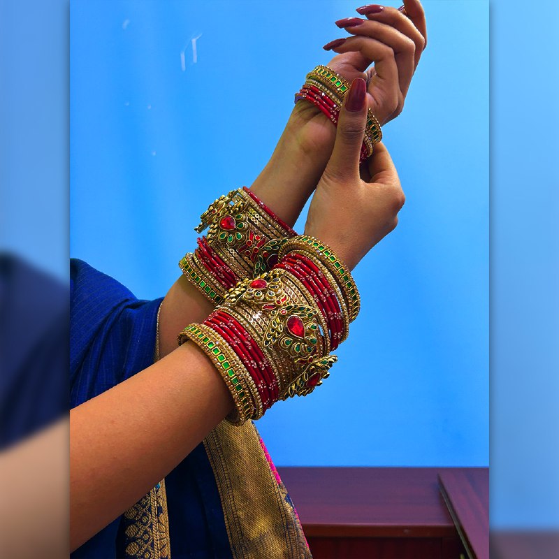 Handmade Red Vasuki  Lotus  Bangles