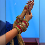 Handmade Red Vasuki  Lotus  Bangles