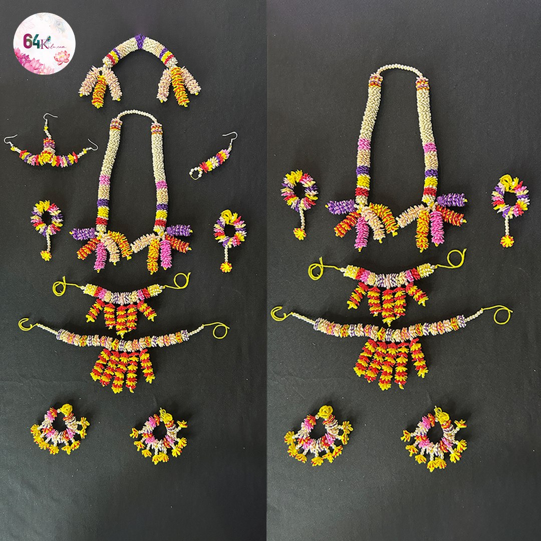 Multicolor Flower Jewelry Set for Radha Krishna