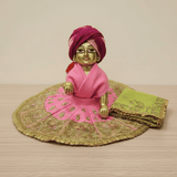 Hand Embroidered Pink-Golden Poshak for Laddu Gopal Ji