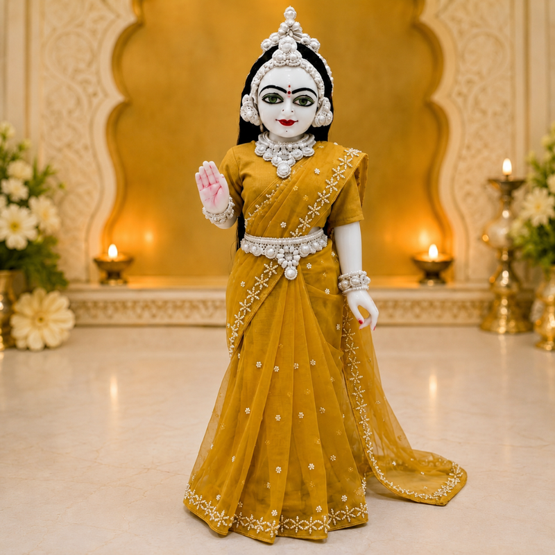 Yellow Radha Rani Saree with Thakur Ji Dhoti & Patka