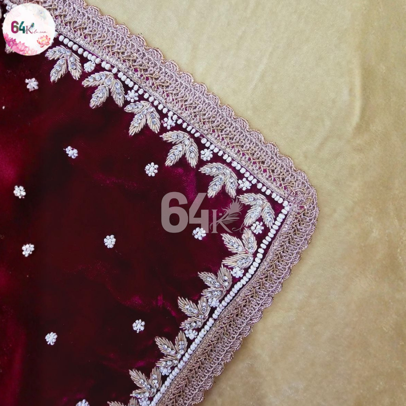 Wine Velvet Deity Shawl for Shringar