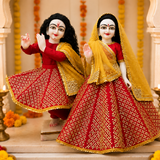 Heavy Hand Embroidered Red & Gold Poshak for Thakur Ji & Radha Rani