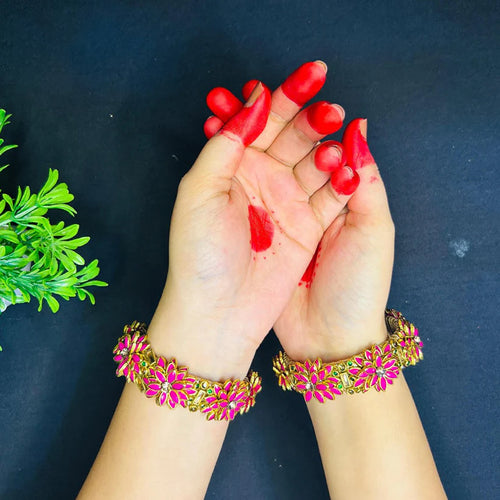 Petals of Elegance Pink Floral Bangles