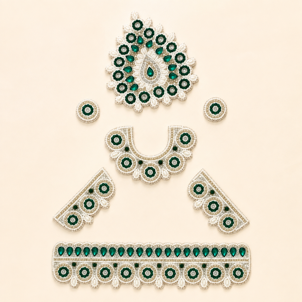 Green Jewellery Set For Krishna ji