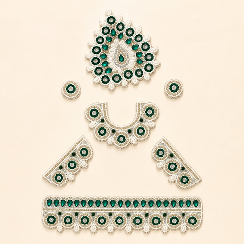 Green Jewellery Set For Krishna ji