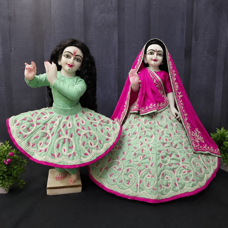 Heavy Hand Embroidered Fresh & Wild Poshak for Thakur Ji & Radha Rani