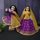 Heavy Hand Embroidered Purple Poshak for Thakur Ji & Radha Rani