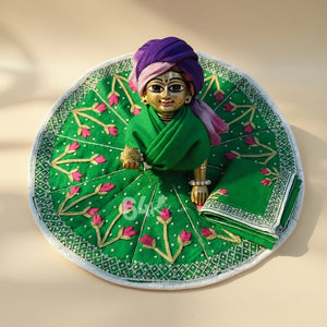 Heavy Hand Embroidered Green Poshak for Laddu Gopal Ji