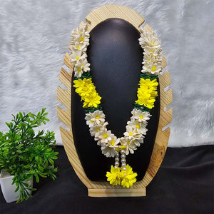 White yellow green floral garlands for temples