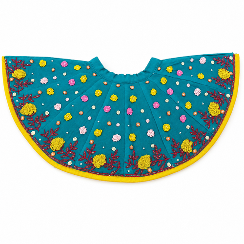 Iris Blue Hand Embroidered Poshak for Thakur Ji & Radha Rani