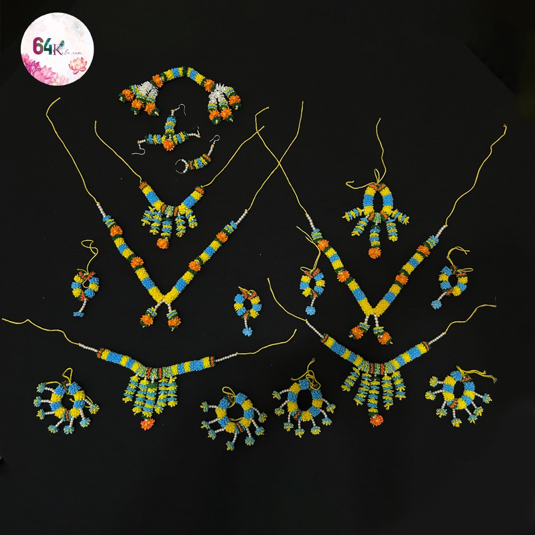 Handmade Yellow Blue Floral Jewelry