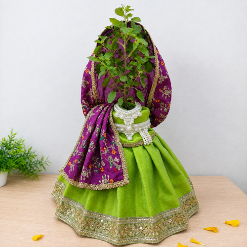 Light Green Tulsi Mata Pot Poshak with Dupatta