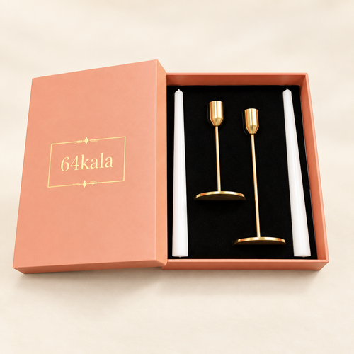 Luxury Gold Candle Holder Set with Taper Candles