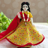 Cotton Yellow & Red Poshak for Thakur Ji & Radha Rani