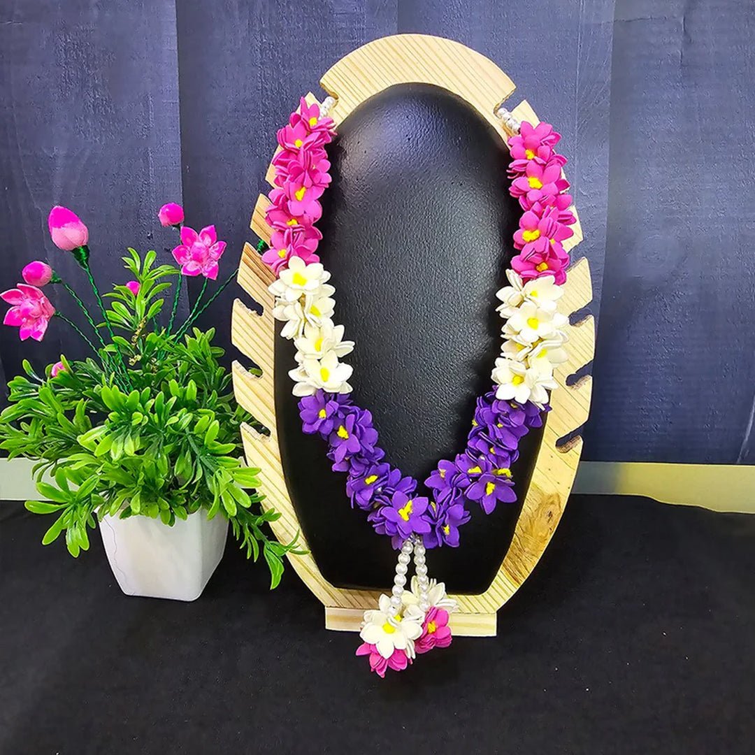 Sky Blue Yellow Pink Pooja Garland