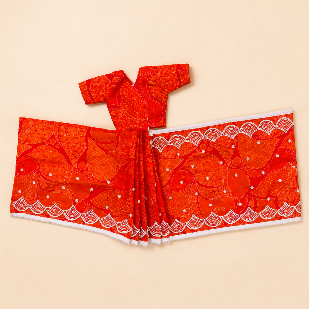 Traditional Bright Red Radha Rani Saree