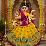 Mata Rani Yellow Pink poshak