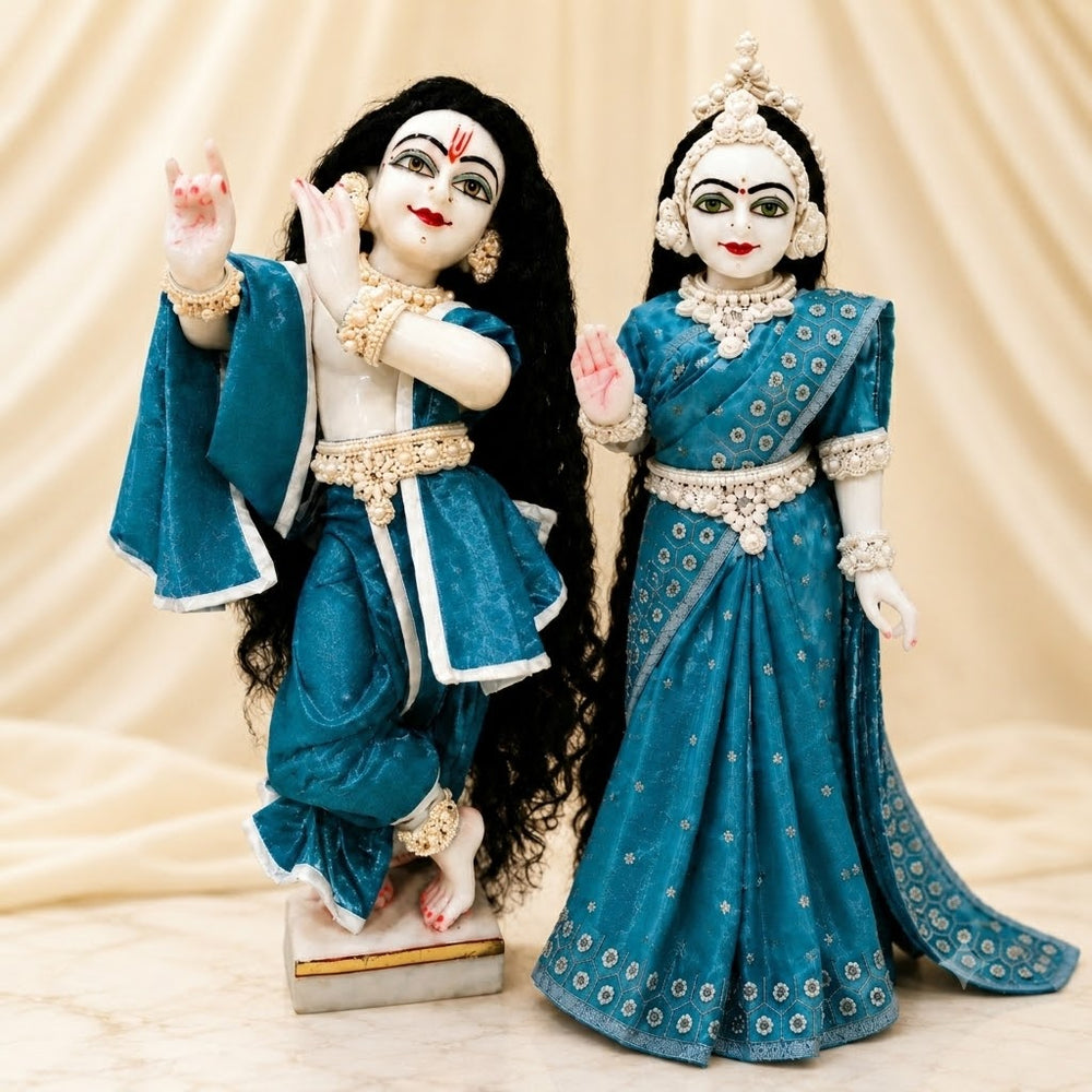 Premium Embroidery Teal Blue Radha Rani Saree