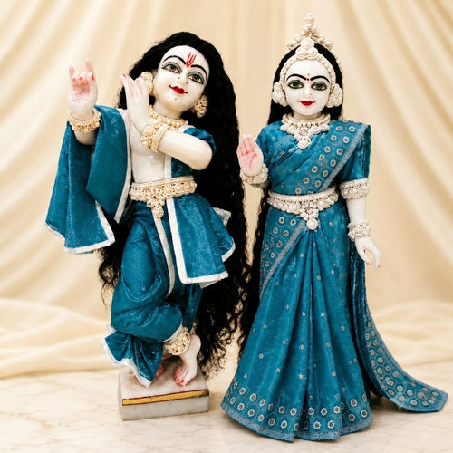 Premium Embroidery Teal Blue Radha Rani Saree