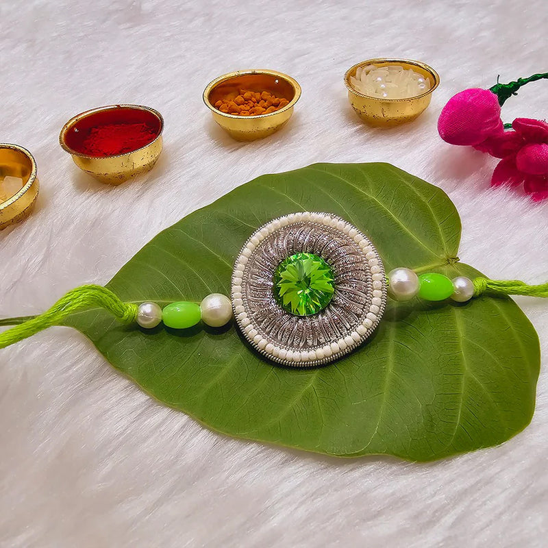 Green Beaded Rakhi for Bhai