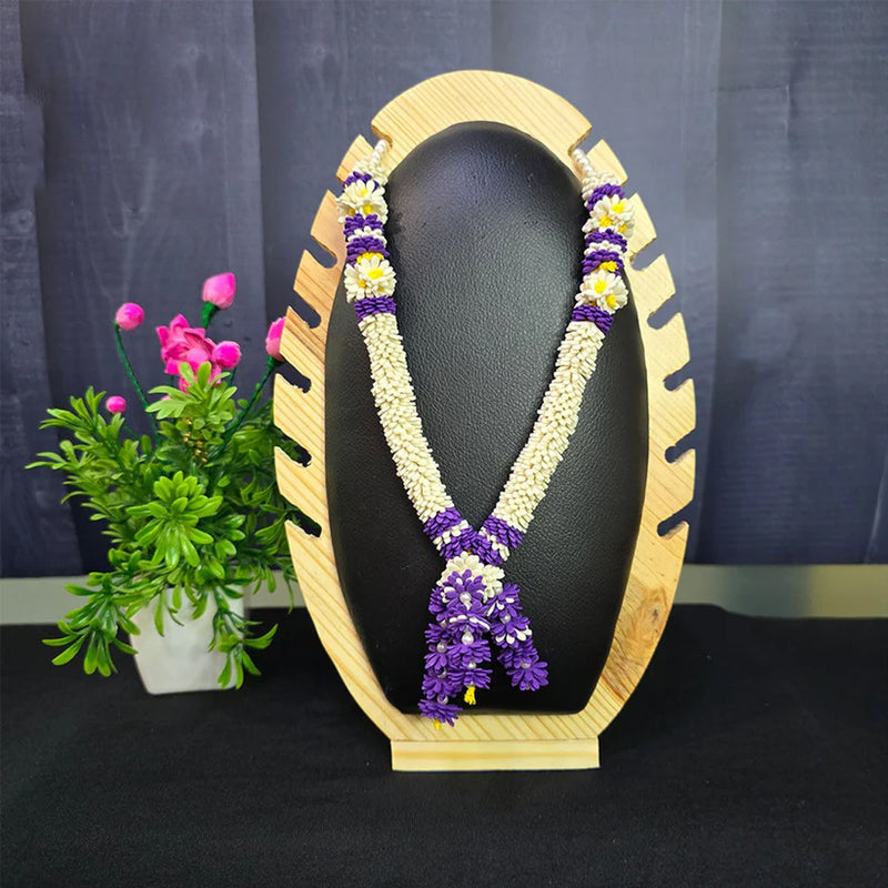 White Purple Flower Mala for Idolls