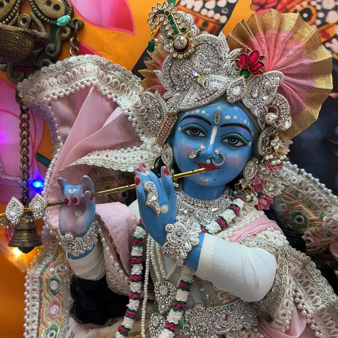 Pink White Green Garland for Radha Krishna