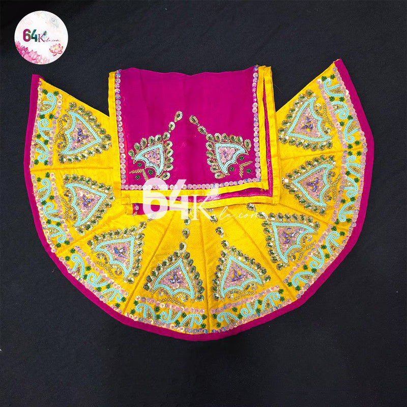 Radha Krishna Yellow Pink poshak