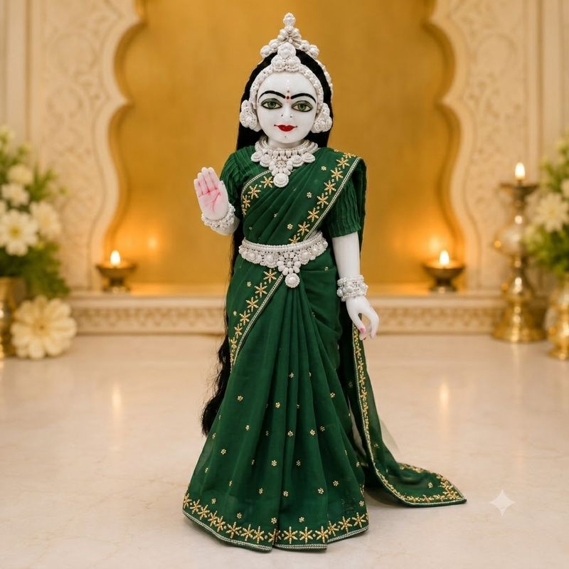 Green Radha Rani Saree with Thakur Ji Dhoti & Patka