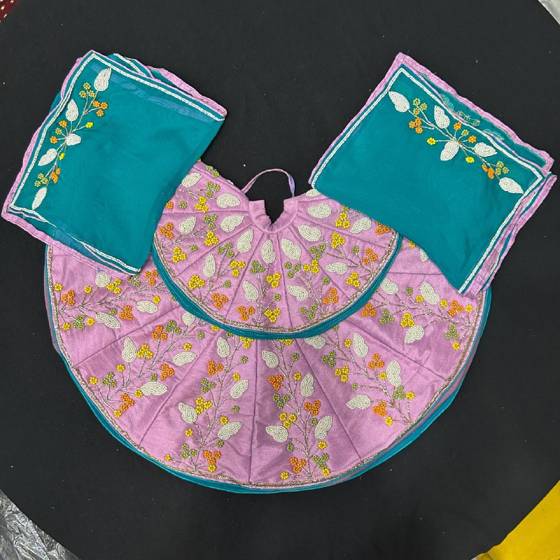 Lavender Teal Poshak for Radha Rani