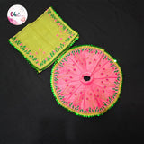 Shri Nath Ji Designer Dress in Pink & Atomic Green for Thakur Ji & Radha Rani