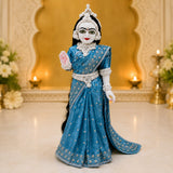 Premium Embroidery Teal Blue Radha Rani Saree