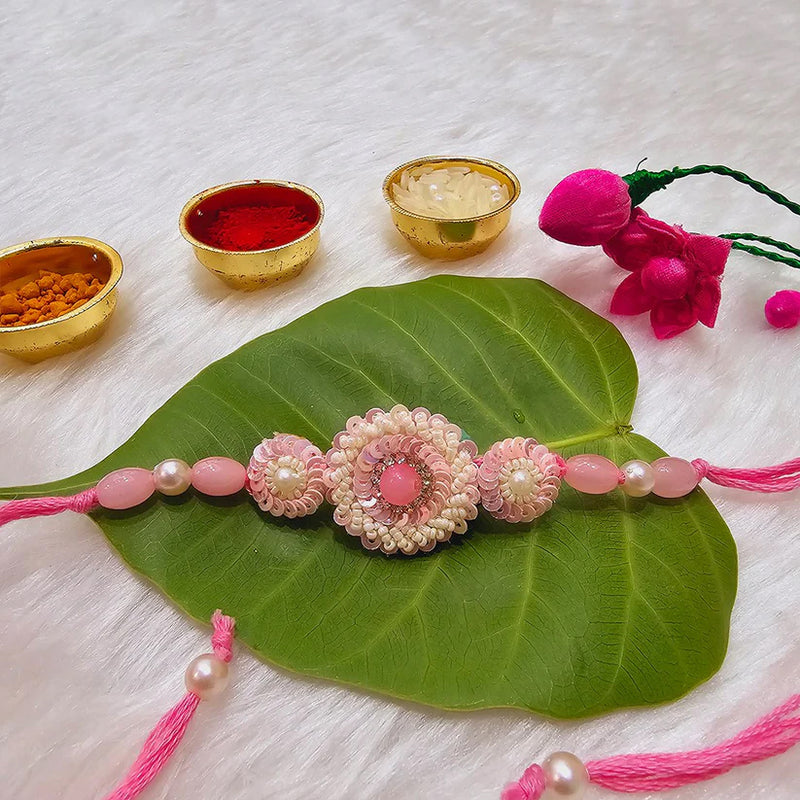 Fancy Floral Rakhi with Pearls