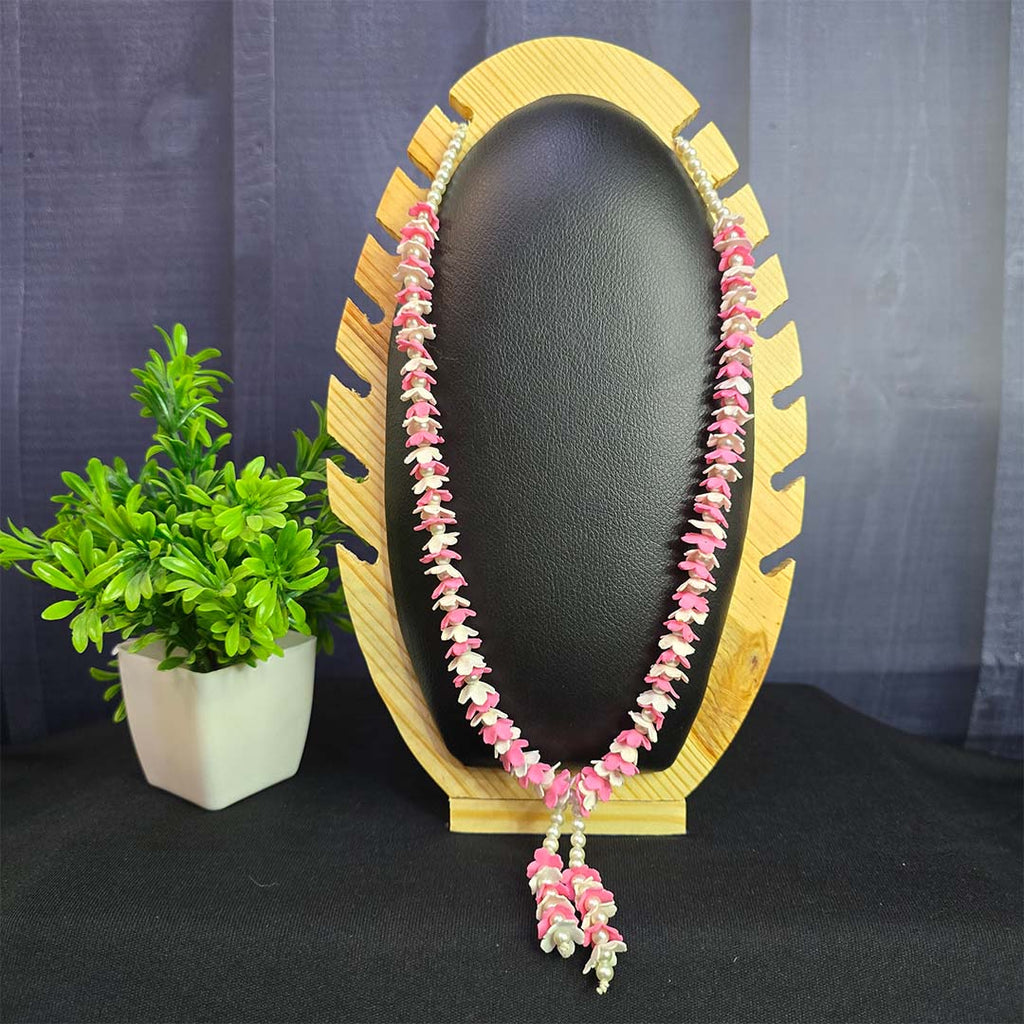 Pink White Flower Garland for Pooja