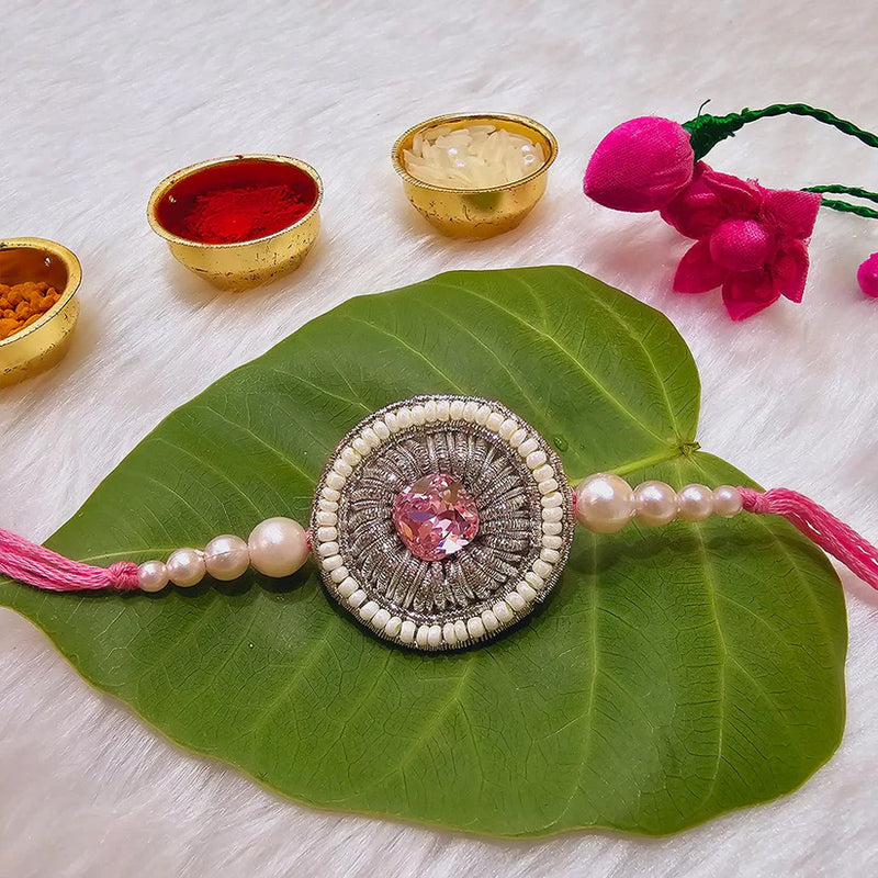 Pink Stone Rakhi for Your Loving Brother