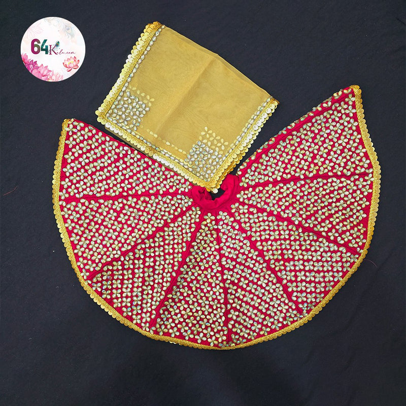 Mata Rani Red Gold Poshak