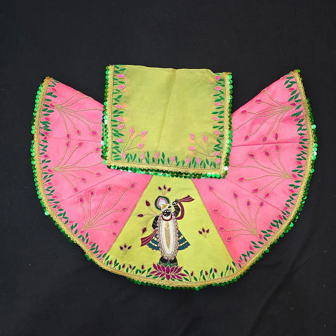 Laddu Gopal yellow pink dress