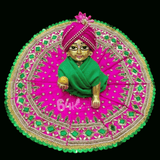 Pink & Dark Green Dupatta Hand Embroidered Poshak for Laddu Gopal Ji