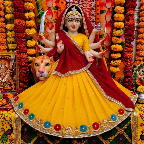 Mata Rani Cotton Yellow Poshak