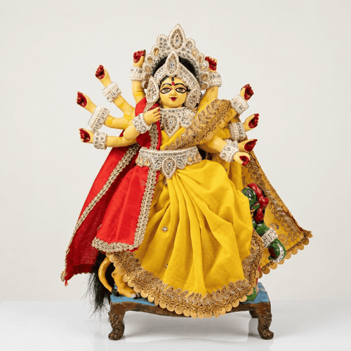 Durga Mata Yellow Saree & Jewellery set