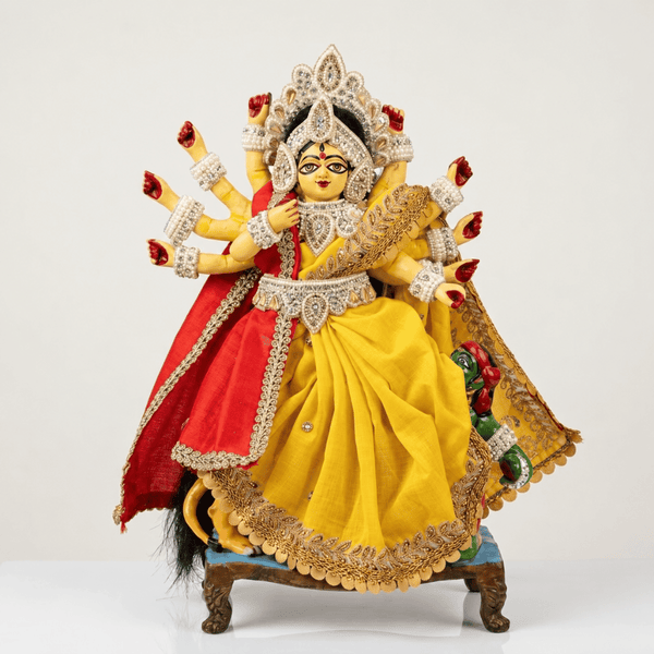 Durga Mata Yellow Saree & Jewellery set