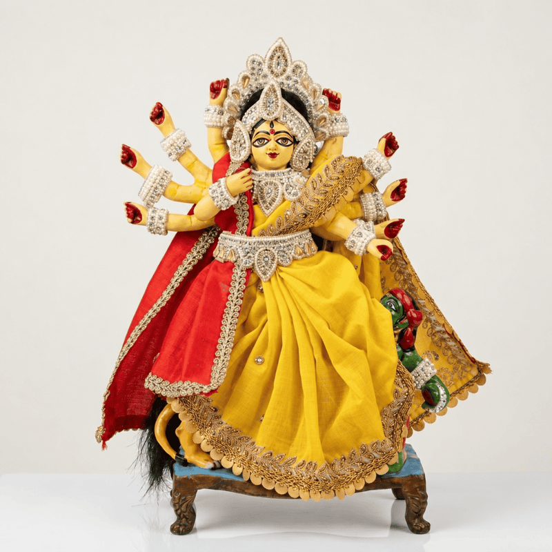 Durga Mata Yellow Saree & Jewellery set