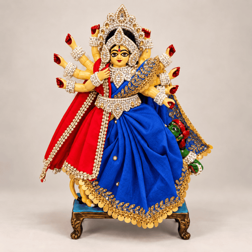 Durga Mata Blue Saree & Jewellery set