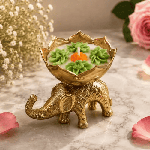 Golden Elephant Candle Holder (Pair)
