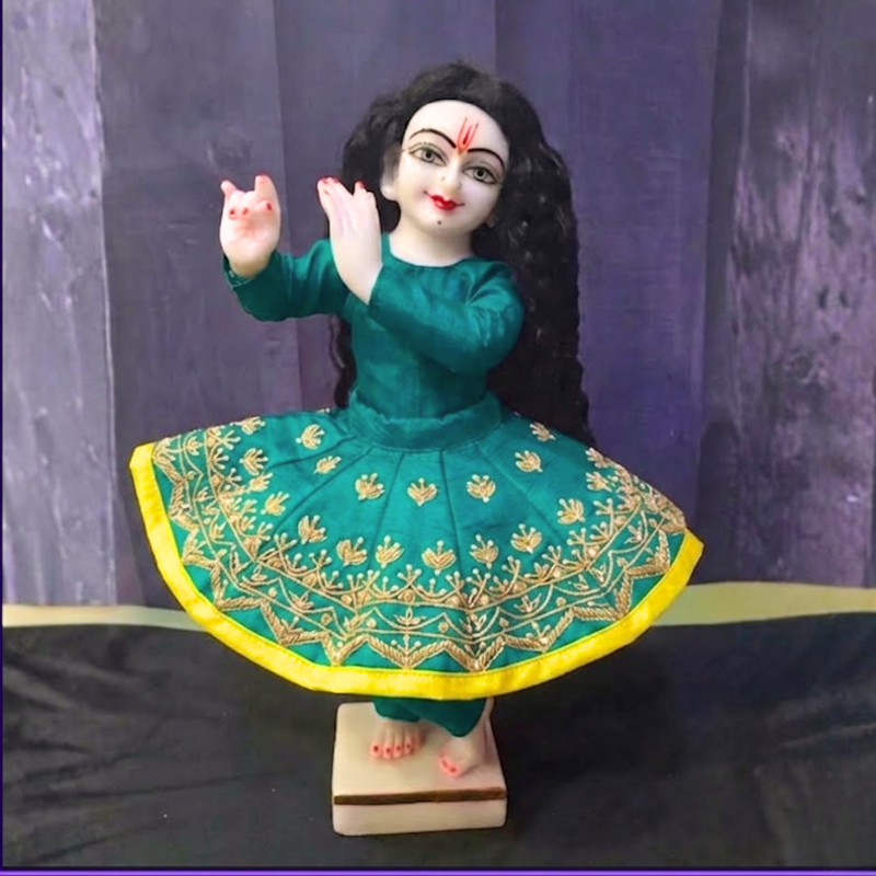 Hand Embroidered Sea Green Poshak for Thakur Ji & Radha Rani
