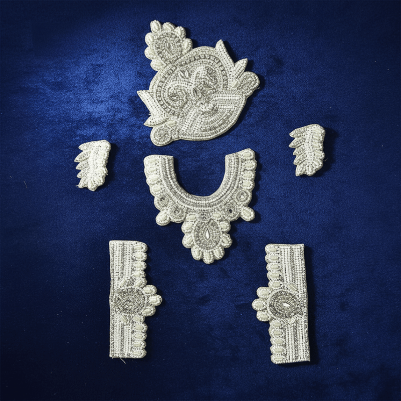 White Stone Jewellery Set For Krishna ji