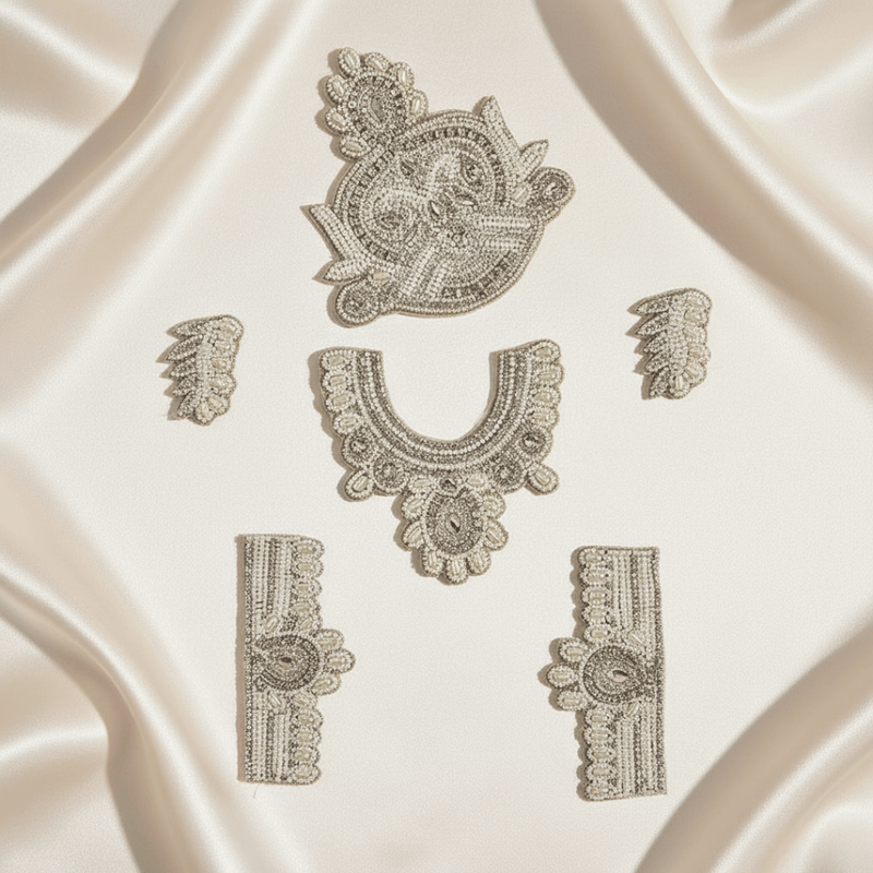 White Stone Jewellery Set For Krishna ji