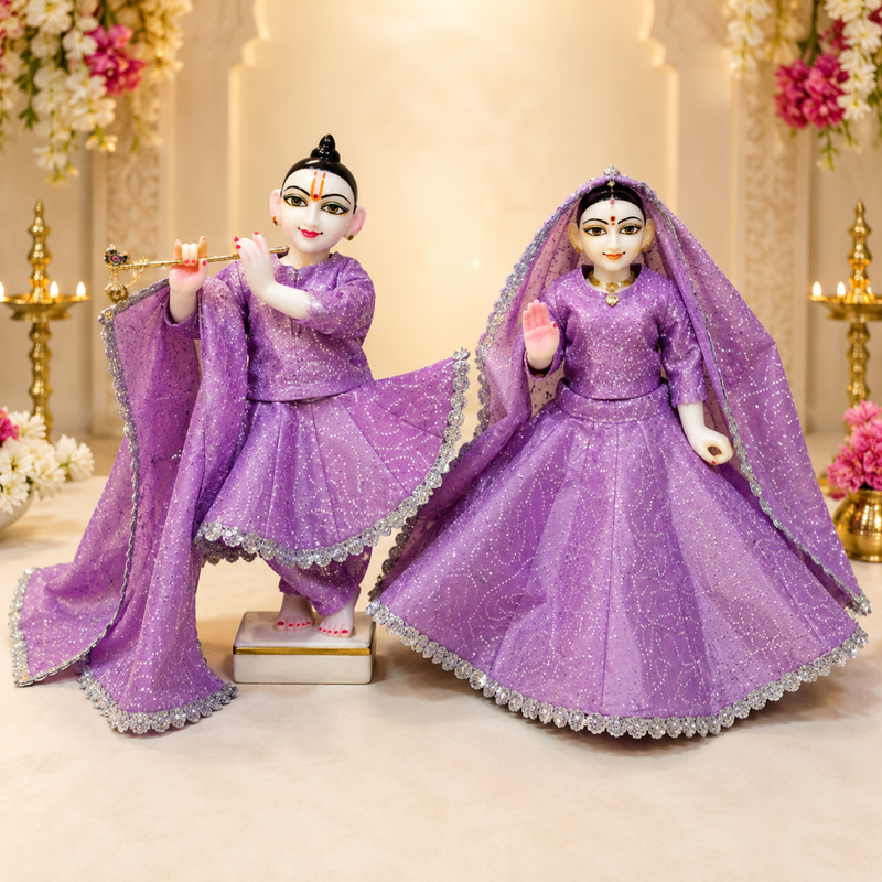 Lavender Colour Radha Krishna Poshak